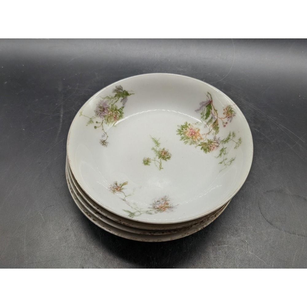 Antique C.F. Haviland Limoges GDA France Floral Berry Dessert Bowls Set of 4 5"